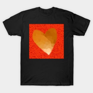 Gold Heart on Red T-Shirt